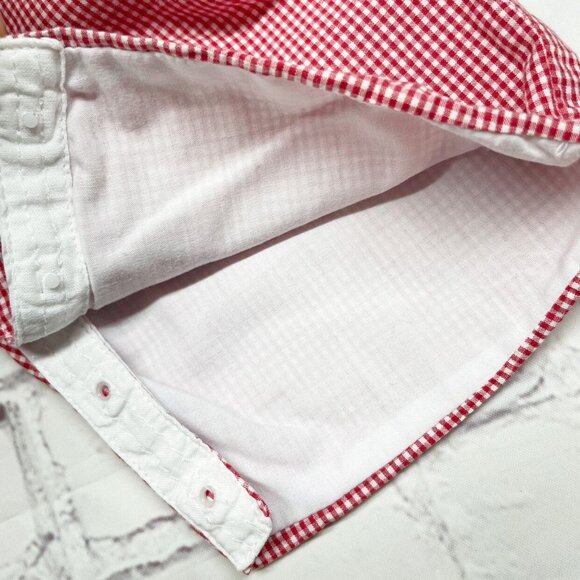 Anavini Smocked Reindeer Faces Shortall 3 mos Red Gingham Plaid - Picture 5 of 8